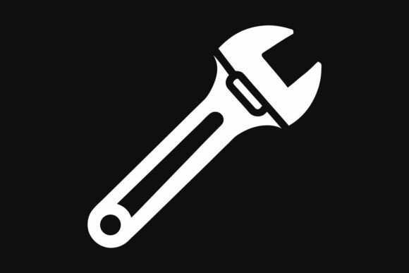 Adjustable Wrench Icon White on Black