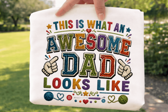 Awesome Dad Faux Yarn T-Shirt PNG Design