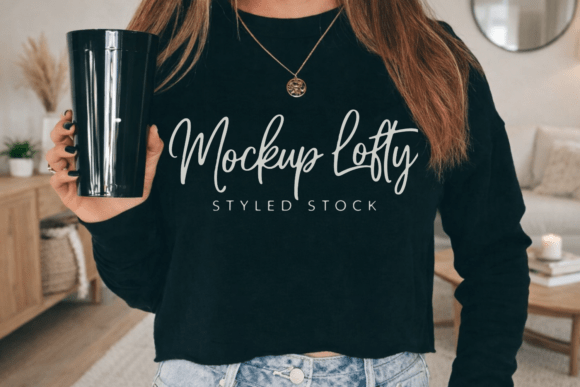 Bella Canvas 7503 Black Sweater Mockup