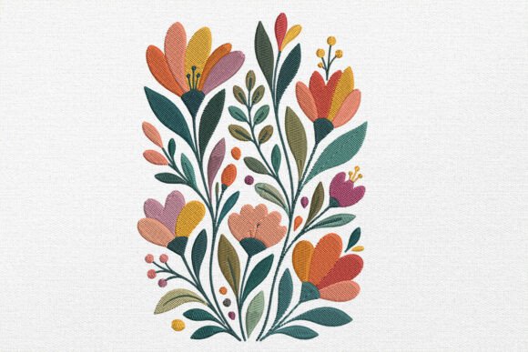 Boho Flower Embroidery Design