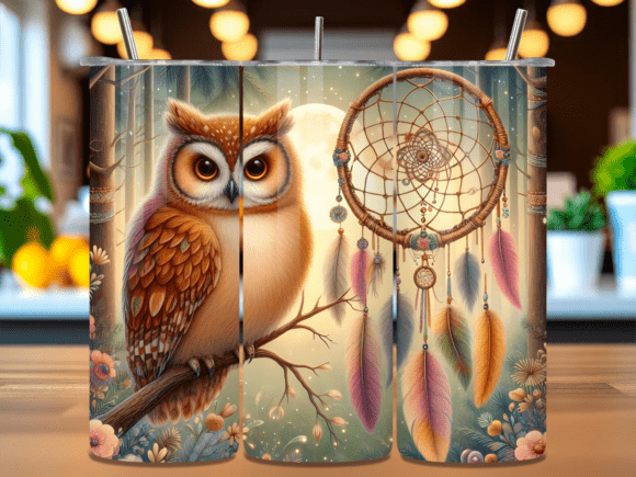 Boho Owl Dreamcatcher Tumbler Wrap PNG: A Versatile Design for Creative Projects