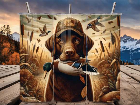 Chocolate Lab Hunter Hat Duck Tumbler