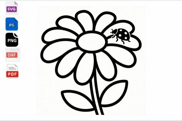 Daisy Flower Ladybug Outline SVG Clipart: A Creative Tool for Every Crafter