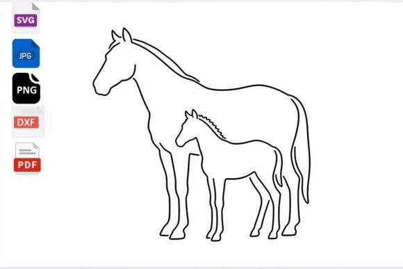 Discover Horse and Foal Line Art SVG Digital – Creative Crafting Made Easy