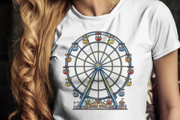 Ferris Wheel Watercolor Clipart: A Versatile Design for Creative Projects