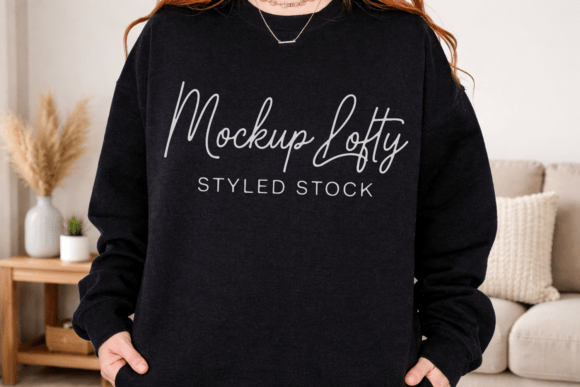 Gildan 18000 Black Sweatshirt Mockup