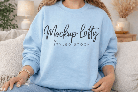 Gildan 18000 Light Blue Mockup 3