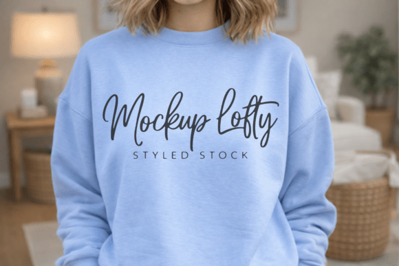 Gildan 18000 Light Blue Mockup 7