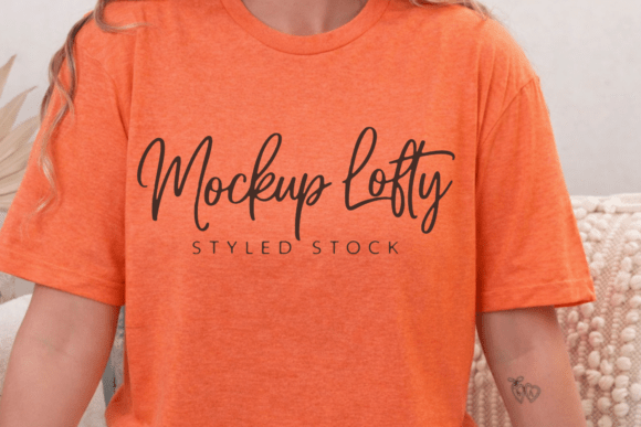 Gildan 64000 Heather Orange Shirt Mockup