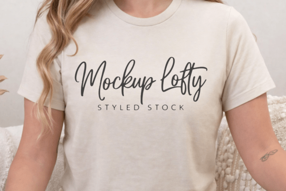 Gildan 64000L Sand Tshirt Mockup