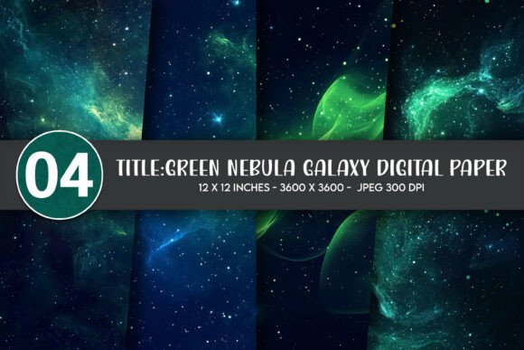 Green Nebula Galaxy Digital Paper: A Versatile Design Asset for Creative Projects