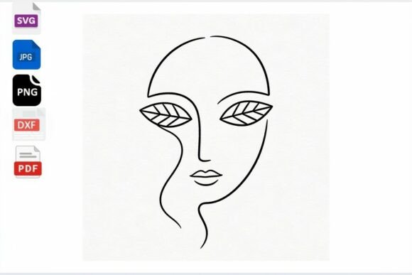 Line Art Face SVG Woman Leaf Eyes: A Versatile Design for Creative Projects