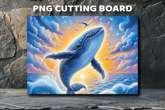 Majestic Humpback Whale Sunset Cutting and Sublimation Cutting Board Design – Digital Download