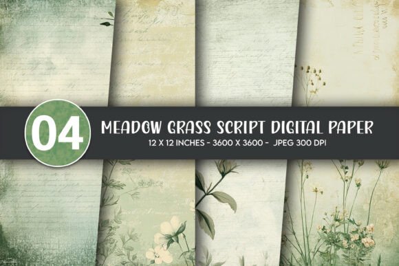 Meadow Grass Script Digital Paper: A Versatile Design for Creative Projects