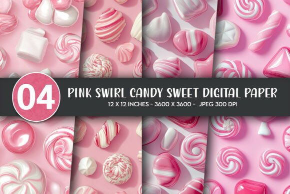 Pink Swirl Candy Sweet Digital Paper: A Versatile Design for Creative Projects