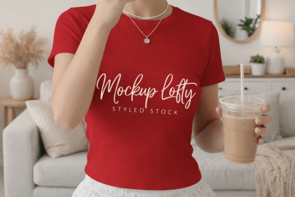 Red Bella Canvas 1010 Baby Tee Mockup