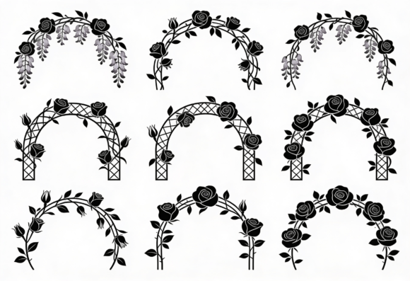 Rose Arch Clipart Black Floral Wedding: A Versatile Digital Design for Creative Projects