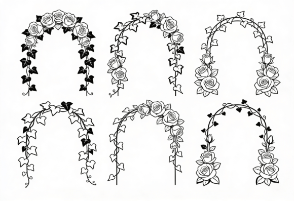 Rose Arch Clipart Black White Floral: A Versatile Design for Creative Projects