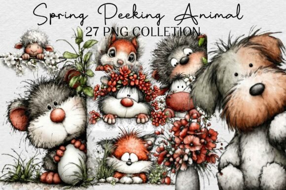 Spring Peeking Animal Clipart for Creative Projects