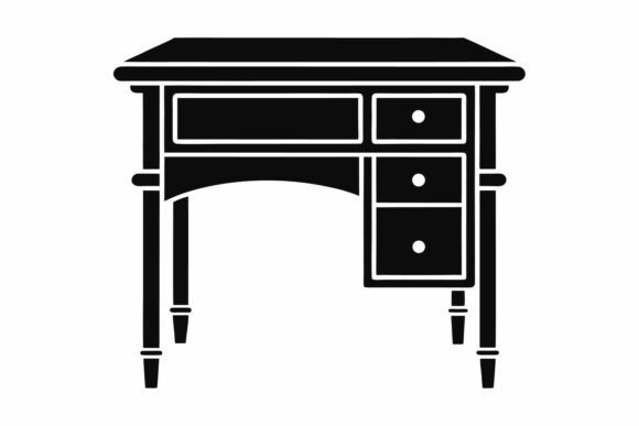 Vintage Desk Silhouette Vector Graphic: A Versatile Asset for Creative Professionals