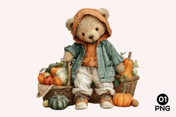 Whimsical Fall Autumn Teddy Bear PNG: A Versatile Digital Asset for Creative Projects