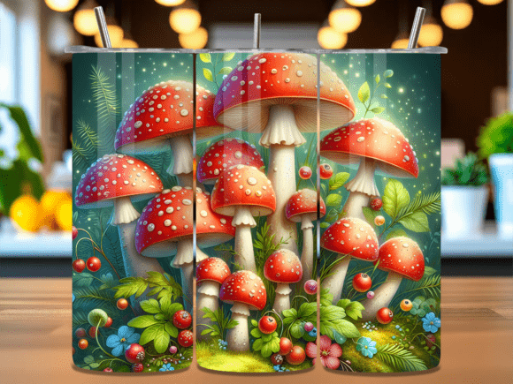 Whimsical Red Mushroom Tumbler Wrap PNG: A Creative Asset for Designers and Entrepreneurs