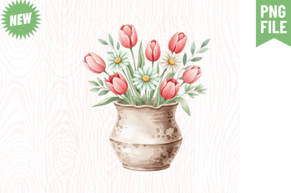 Whimsical Spring Flower Pot Clipart PNG: A Versatile Design Asset for Creative Projects