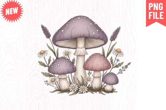 Whimsical Summer Mushroom Clipart PNG