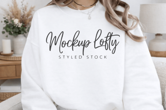 White Gildan 18000 Sweatshirt Mockup 10